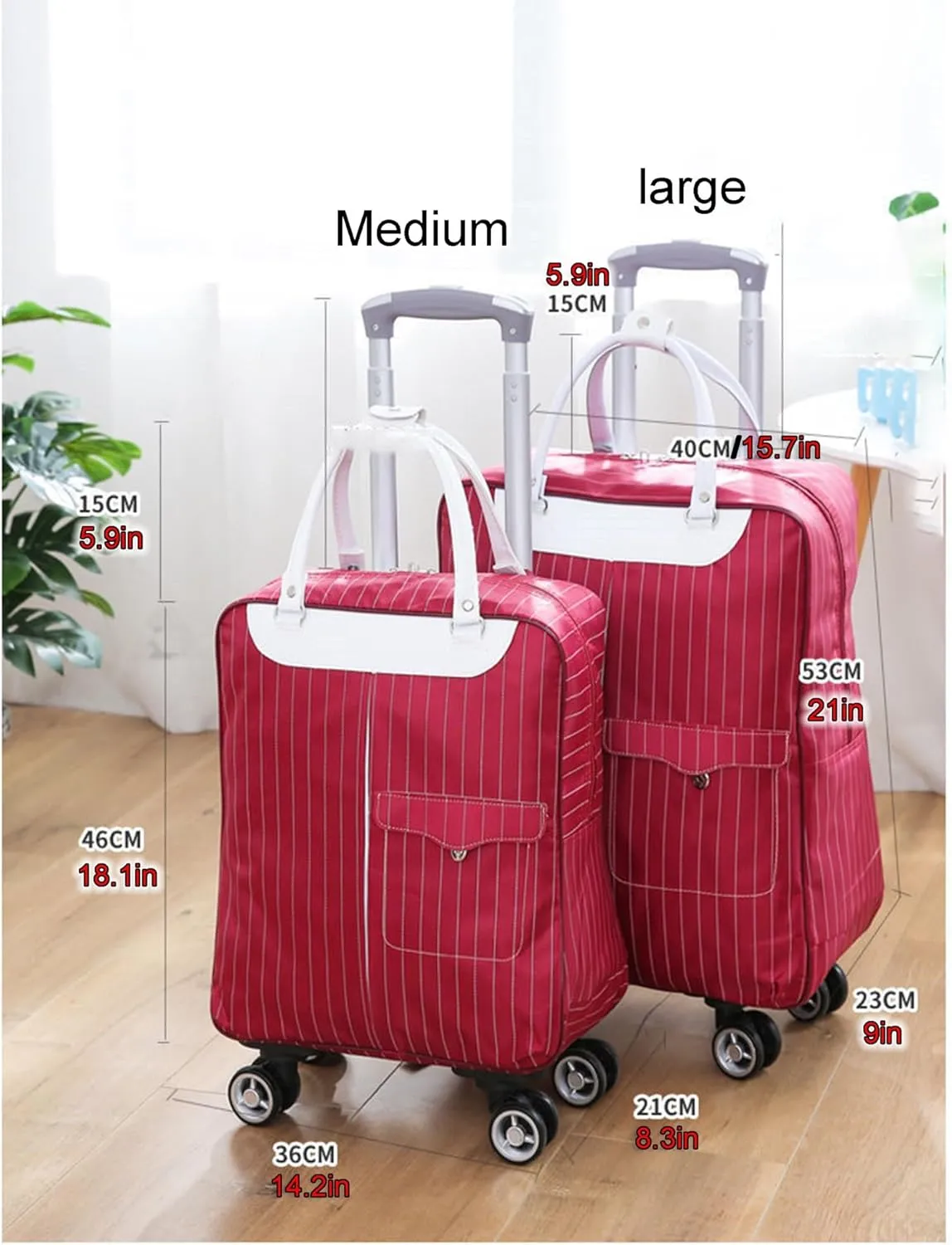 Rolling Duffle Bag with Wheels - Large Capacity Waterproof Travel Bag | 360° Spinner Wheels & Telescopic Handle | Carry-On Weekender for Men & Women(Style2,Medium)