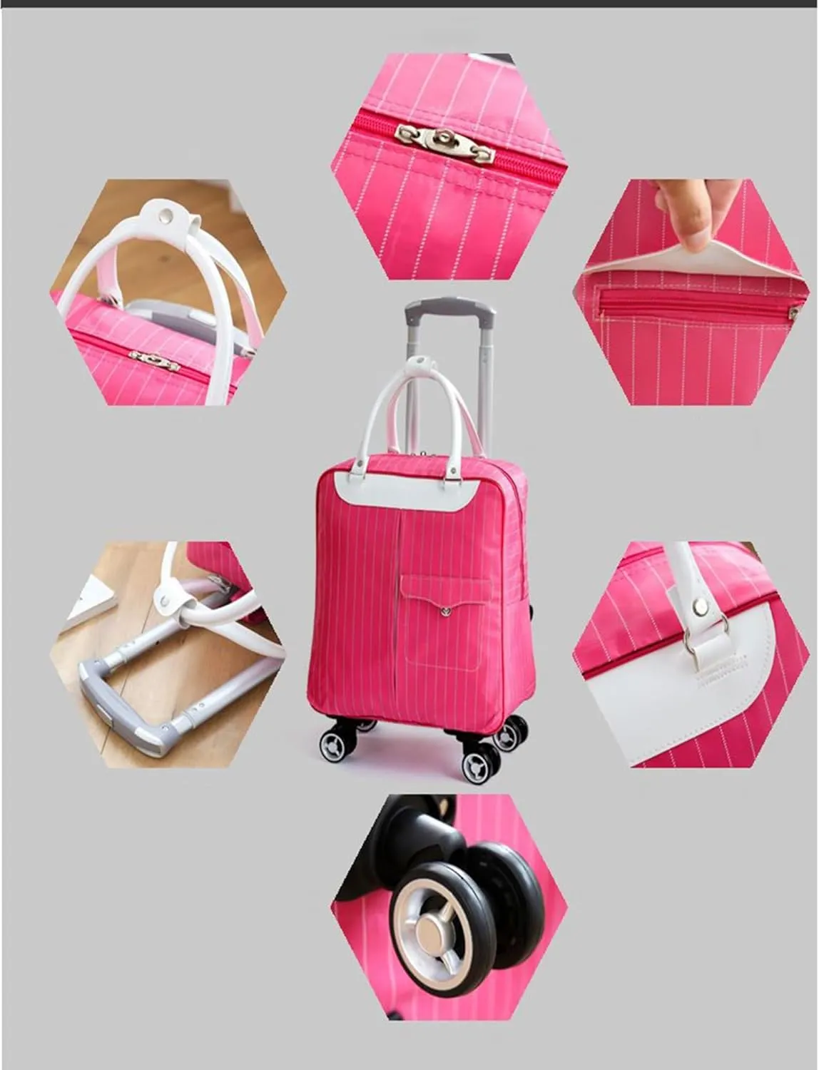 Rolling Duffle Bag with Wheels - Large Capacity Waterproof Travel Bag | 360° Spinner Wheels & Telescopic Handle | Carry-On Weekender for Men & Women(Style2,Medium)