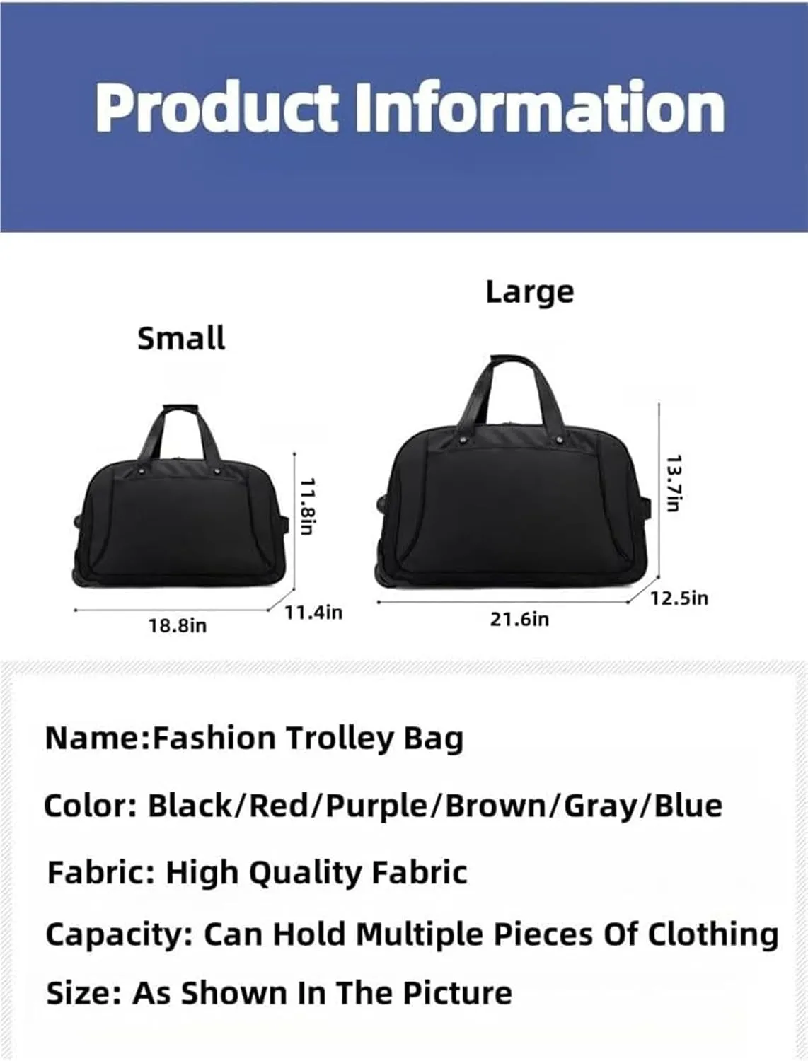 Rolling Duffle Bag With Wheels， Traveling Tote For Camp Travel Gym,Carry On Luggage Tote Unisex-Adult Short Term Trips，Weekender Camping Overnight Carry On(Gray,Large)