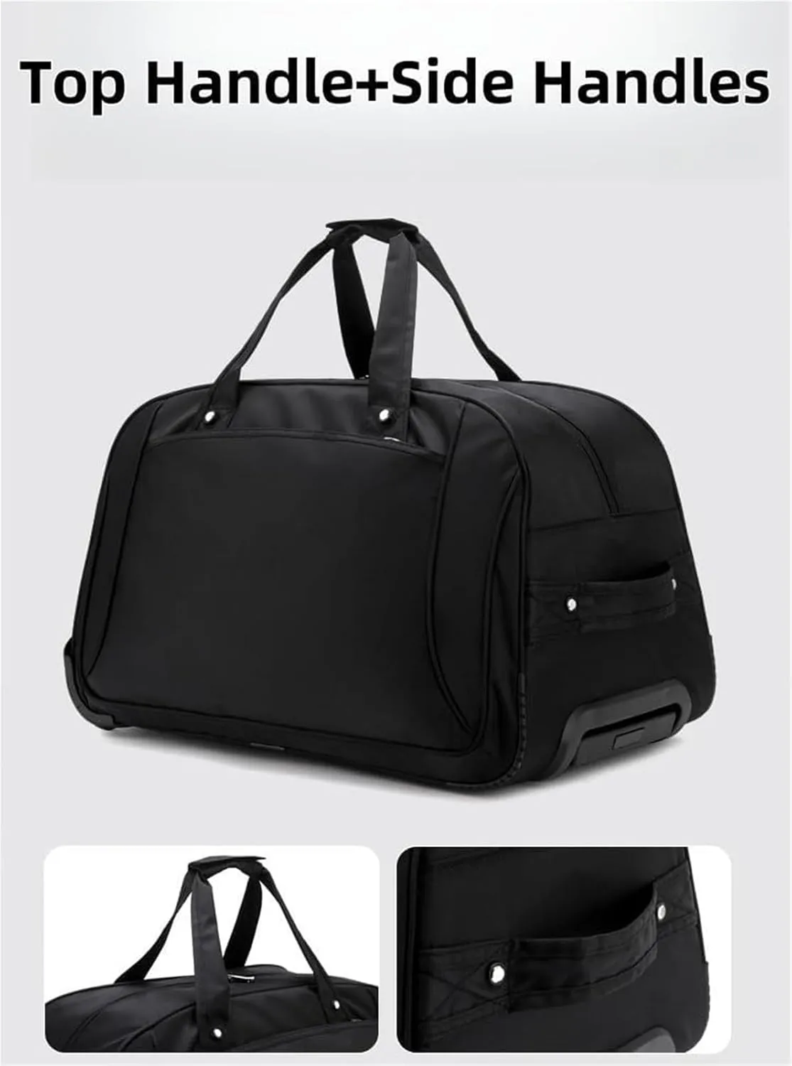 Rolling Duffle Bag With Wheels， Traveling Tote For Camp Travel Gym,Carry On Luggage Tote Unisex-Adult Short Term Trips，Weekender Camping Overnight Carry On(Gray,Large)
