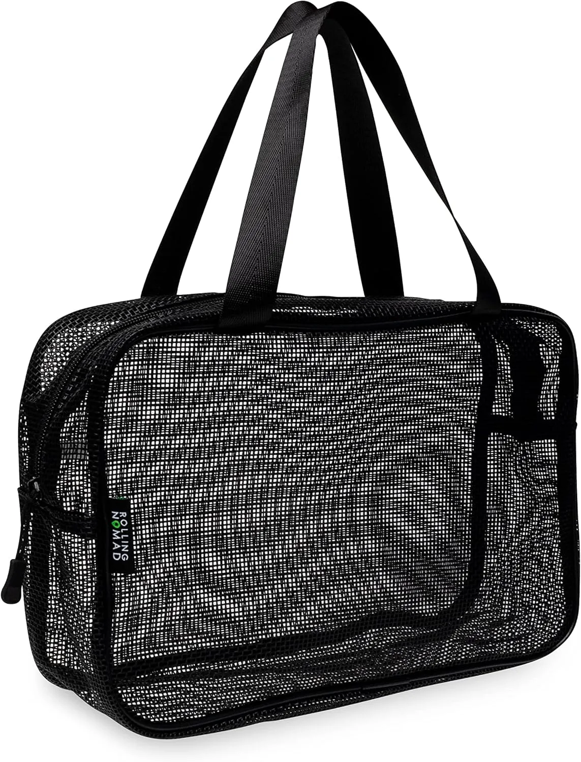 Rolling Nomad Mesh Shower Caddy with Zipper and Handle, Travel Bags, Hanging Toiletry, Cosmetics, Gym Kit, Makeup, Clear Accesory Organizer, Bulk