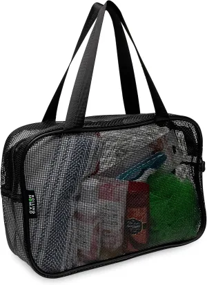 Rolling Nomad Mesh Shower Caddy with Zipper and Handle, Travel Bags, Hanging Toiletry, Cosmetics, Gym Kit, Makeup, Clear Accesory Organizer, Bulk
