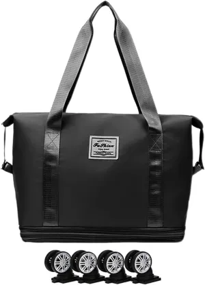Rolling Travel Bag - Rolling Travel Bag, Rolling Travel Bag, Luggage Bag with Wheels, Detachable Wheeled Luggage Bag, Large Travel Bag with Wheels, Waterproof Travel Bag with Wheels for, Black