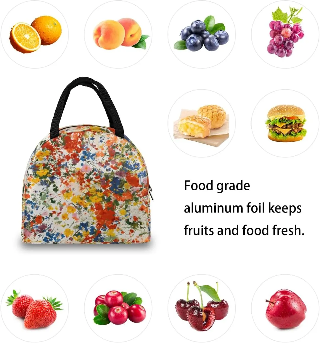Romance Classic Decor Lunch Tote Bag Reusable Insulated Bags Waterproof Adult Portable Meal Cooler Pack for Women Men Picnic Office Work Travel