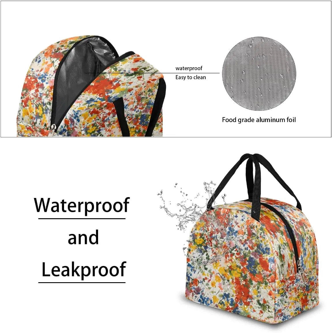 Romance Classic Decor Lunch Tote Bag Reusable Insulated Bags Waterproof Adult Portable Meal Cooler Pack for Women Men Picnic Office Work Travel