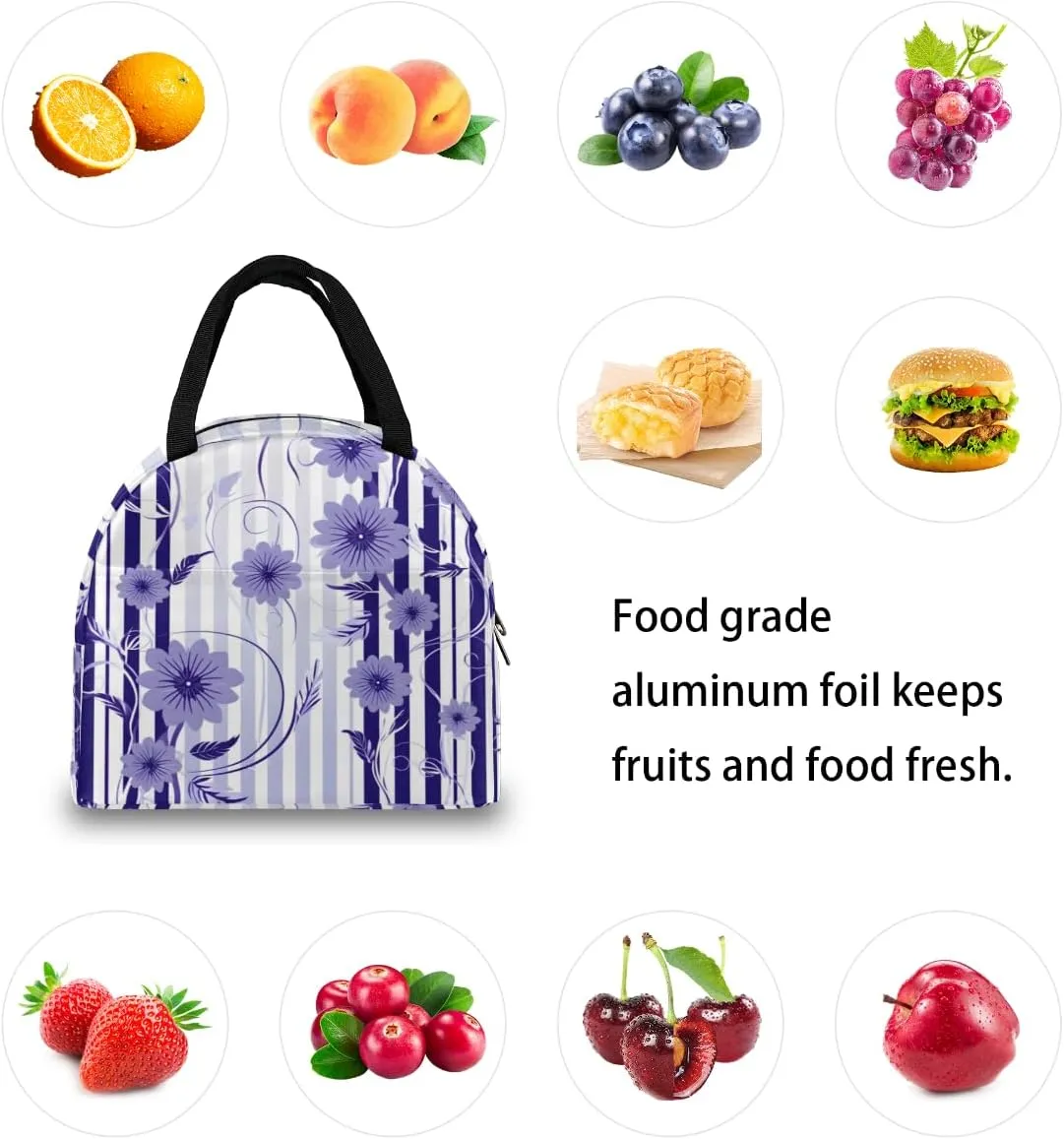 Romance Classic Pattern Lunch Tote Bag Reusable Insulated Bags Waterproof Adult Portable Meal Cooler Pack for Women Men Picnic Office Work Travel