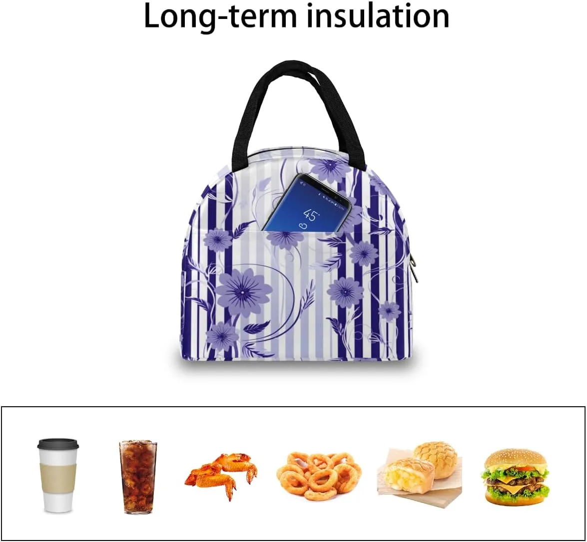 Romance Classic Pattern Lunch Tote Bag Reusable Insulated Bags Waterproof Adult Portable Meal Cooler Pack for Women Men Picnic Office Work Travel