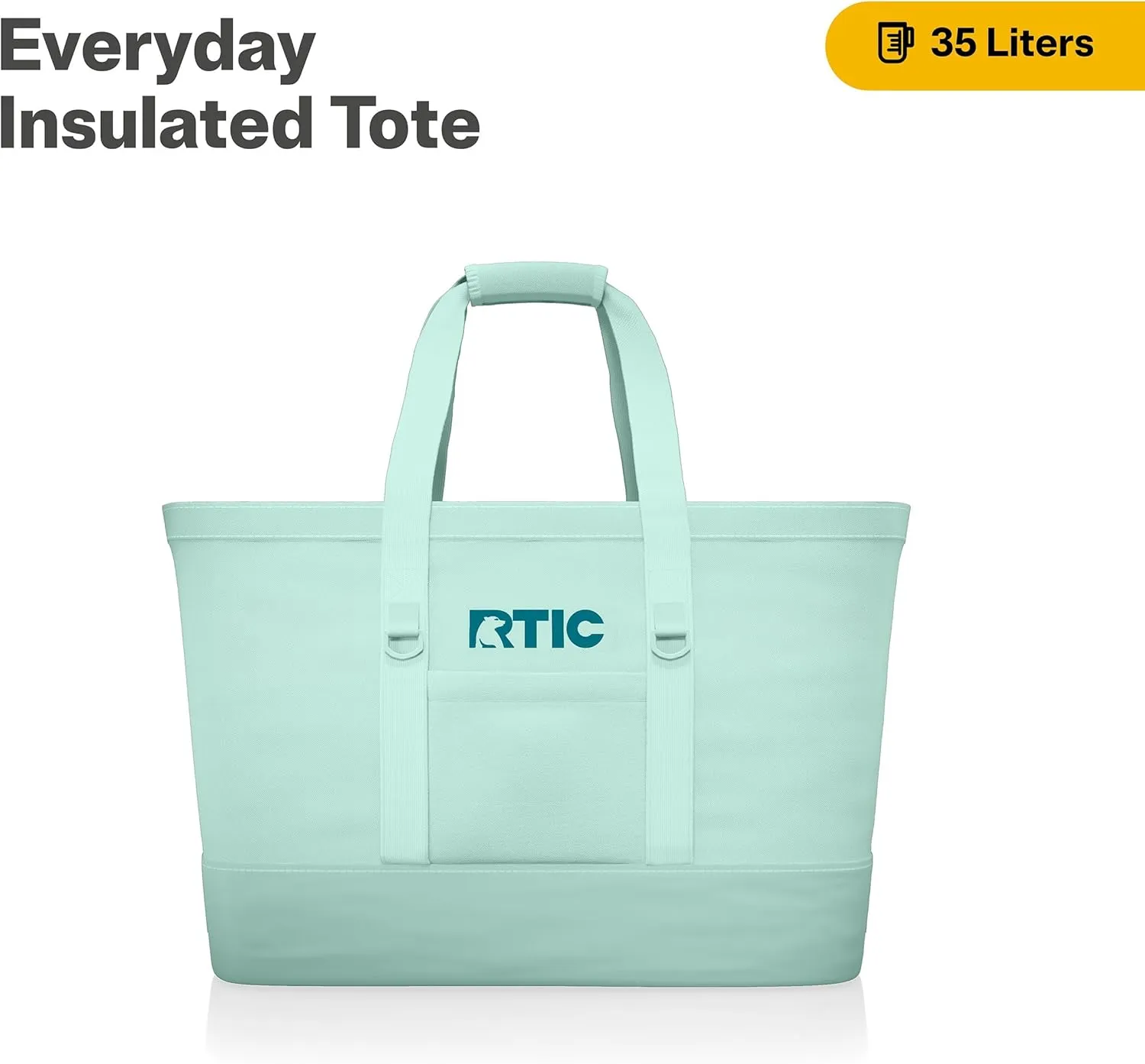 RTIC Everyday Insulated Tote Bag, Large Reusable Thermal Cooler with Zippered Top for Beach, Grocery, Shopping, 35 L Capacity