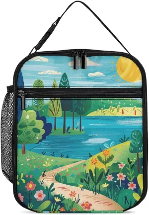 Rural Landscape Painting Lunch Box Insulated Lunch Bag Portable Lunchbox for Adult Office Work Picnic Travel