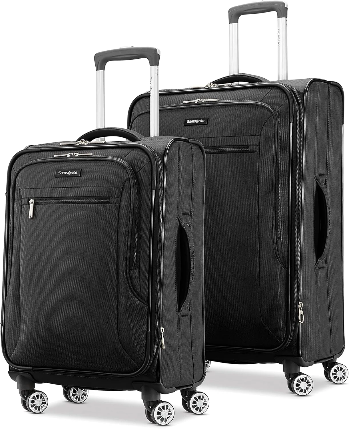 Samsonite Ascella X Softside Expandable Luggage with Spinners, Black, 2PC SET (Carry-on/Medium)