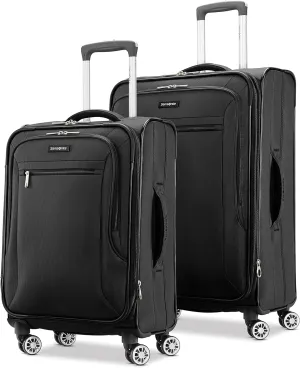 Samsonite Ascella X Softside Expandable Luggage with Spinners, Black, 2PC SET (Carry-on/Medium)