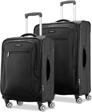 Samsonite Ascella X Softside Expandable Luggage with Spinners, Black, 2PC SET (Carry-on/Medium)
