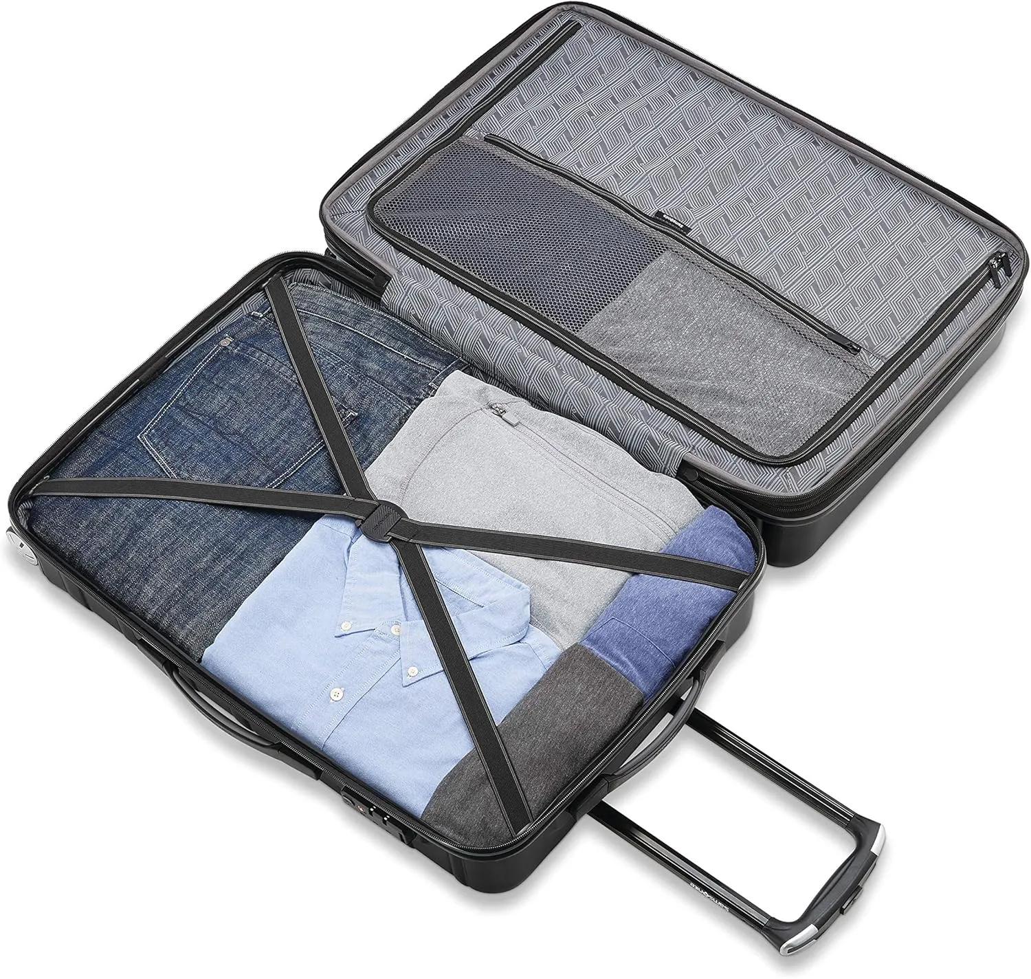Samsonite Omni 2 24-Inch Medium Checked Hardside Luggage with 360° Spinner Wheels - Scratch Resistant Hardshell - TSA Lock - Expandable Polycarbonate Shell for Lightweight Travel - Midnight Black