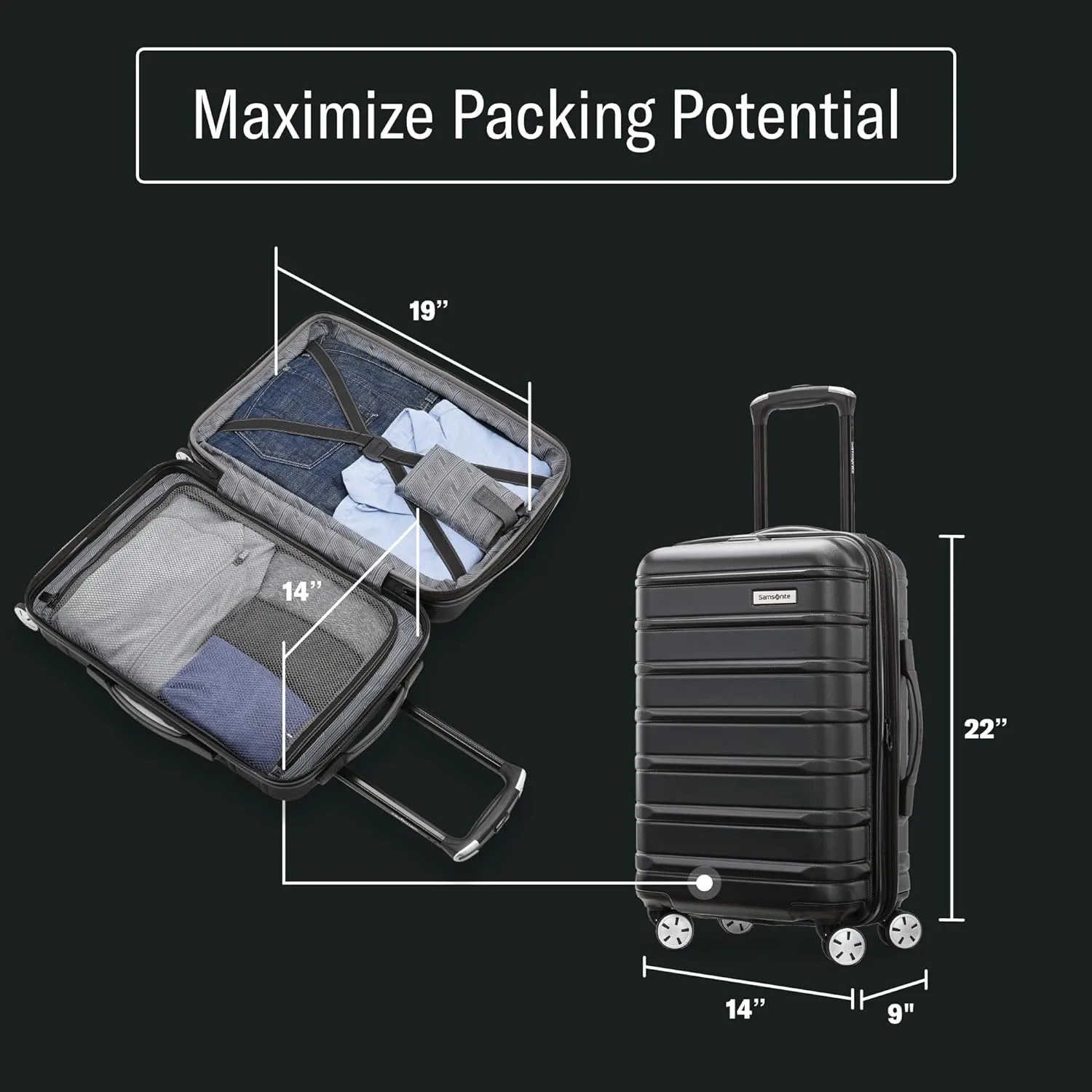 Samsonite Omni 2 Carry-On Hardside Luggage with 360° Spinner Wheels - Scratch Resistant Hardshell - TSA, Airline-Approved - Expandable Polycarbonate Shell for Lightweight Travel - Purple