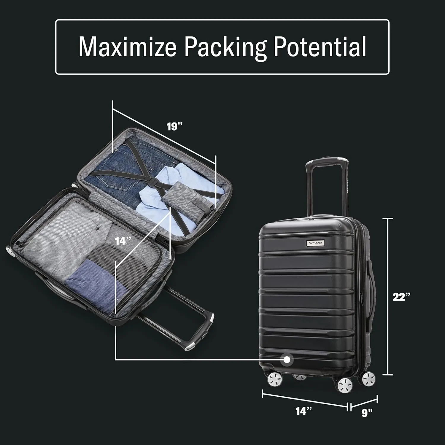 Samsonite Omni 2 Carry-On Hardside Luggage with 360° Spinner Wheels - Scratch Resistant Hardshell - TSA, Airline-Approved - Expandable Polycarbonate Shell for Lightweight Travel - Rose Gold
