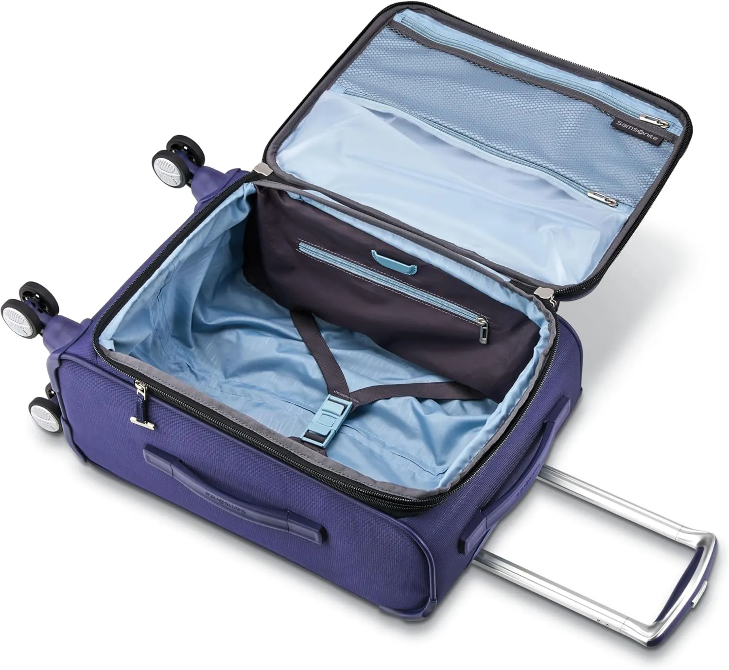 Samsonite Solyte DLX Softside Expandable Luggage with Spinner Wheels, Iris Blue, Carry-On 20-Inch