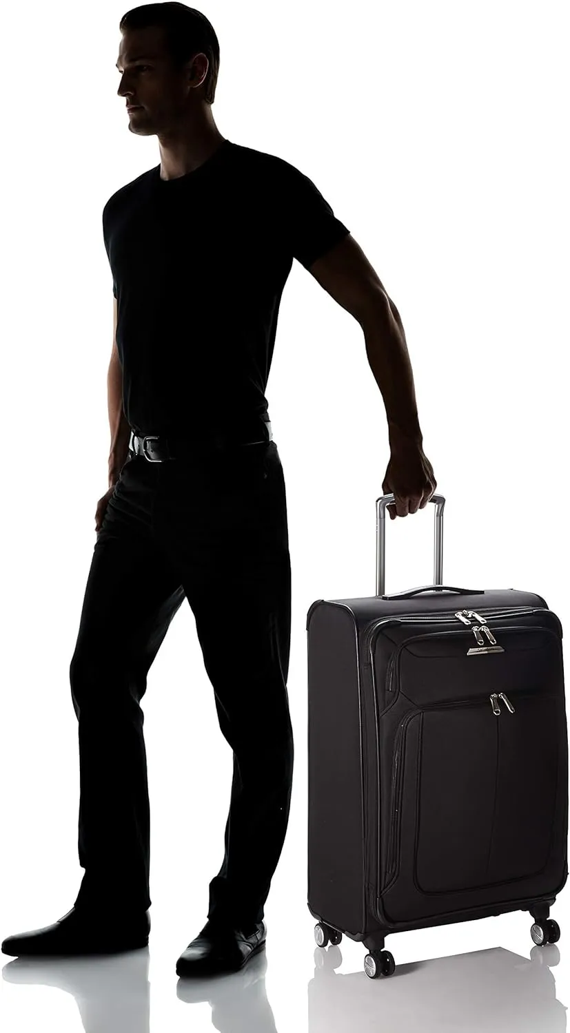 Samsonite Solyte DLX Softside Expandable Luggage with Spinner Wheels, Midnight Black, Checked-Medium 25-Inch