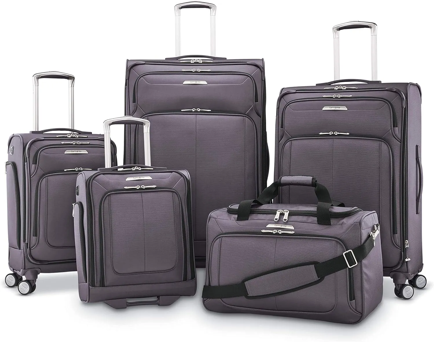 Samsonite Solyte DLX Softside Expandable Luggage with Spinner Wheels, Mineral Grey, Checked-Large 29-Inch