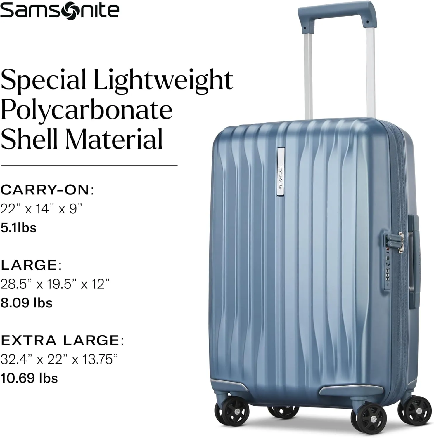 Samsonite UpLIFT 31" Lightweight Hardside X-Large Checked Luggage with Spinner Wheels - Expandable Luggage - Airline-Approved, Polycarbonate Hard Suitcase for Ultra Lightweight Travel - Elemental Blue