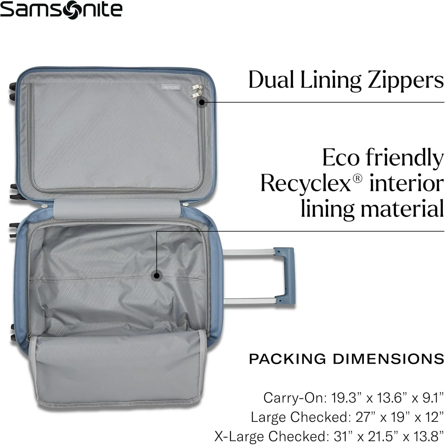 Samsonite UpLIFT 31" Lightweight Hardside X-Large Checked Luggage with Spinner Wheels - Expandable Luggage - Airline-Approved, Polycarbonate Hard Suitcase for Ultra Lightweight Travel - Elemental Blue