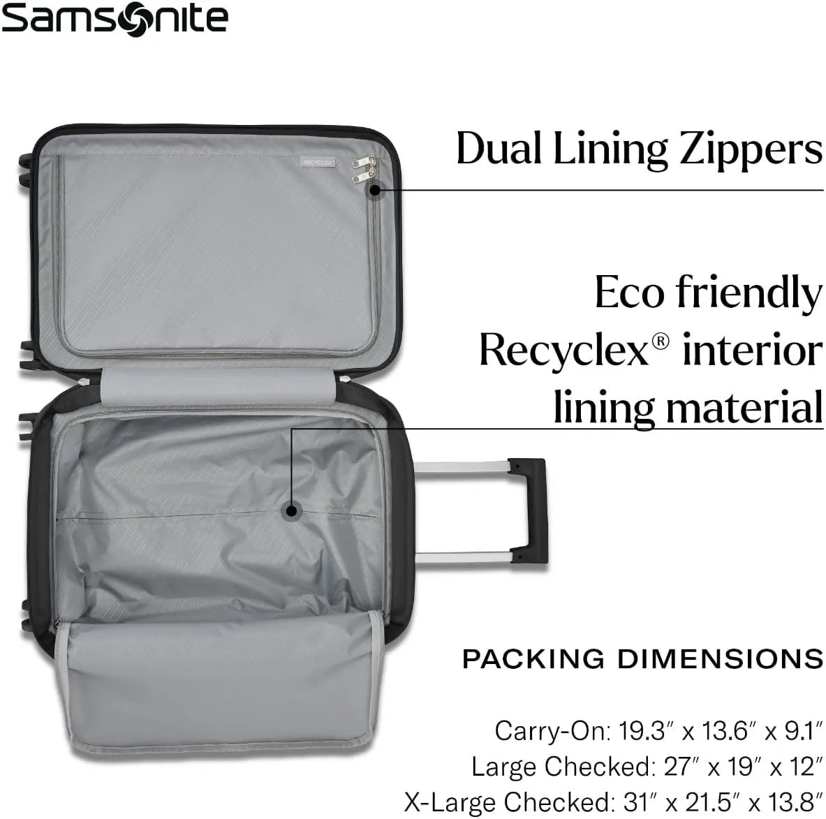 Samsonite UpLIFT 31" Lightweight Hardside X-Large Checked Luggage with Spinner Wheels - Expandable Luggage - Airline-Approved, Polycarbonate Hard Suitcase for Ultra Lightweight Travel - Phantom Black