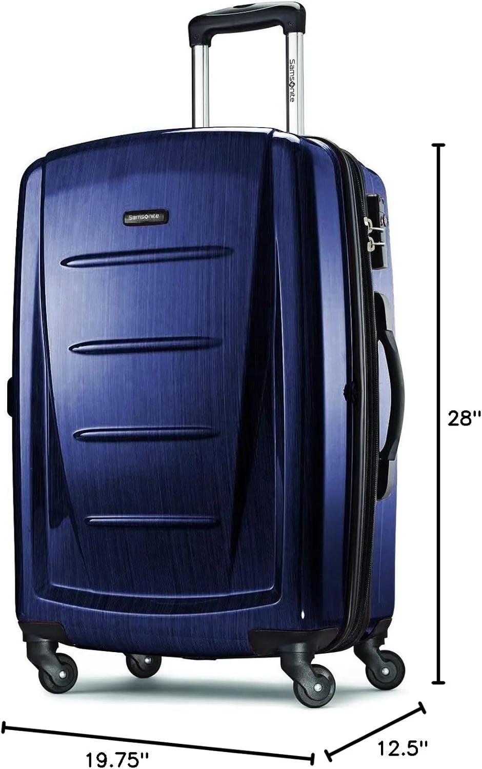 Samsonite Winfield 2 Hardside Expandable Luggage with Spinner Wheels, Navy, Checked-Large 28-Inch