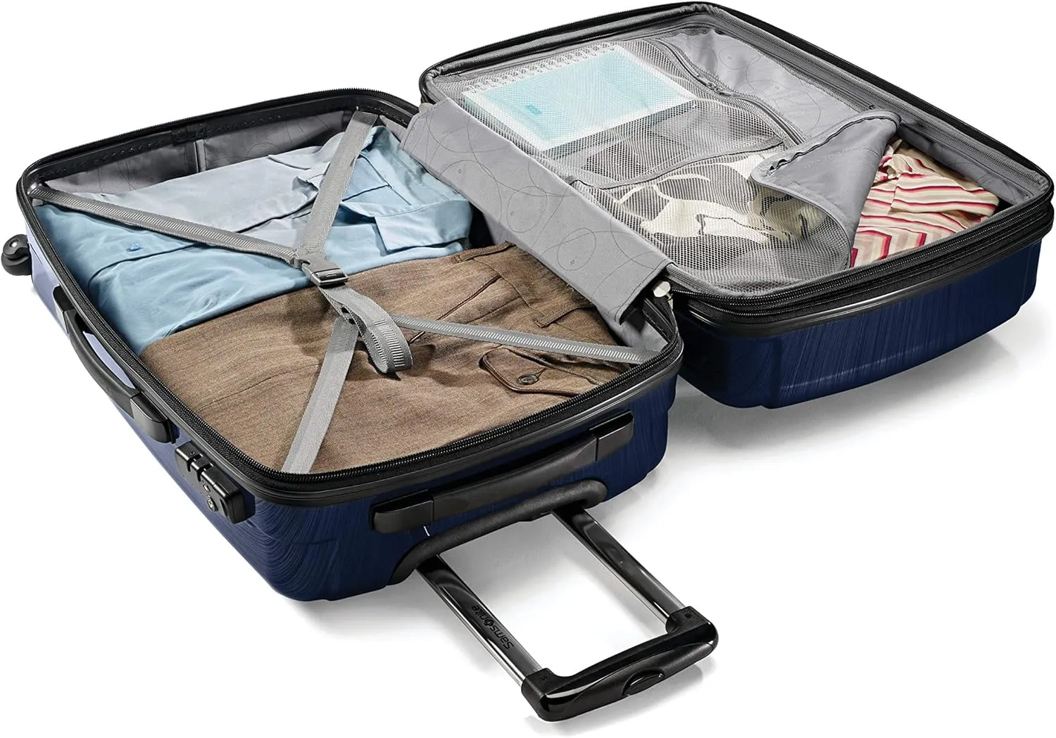 Samsonite Winfield 2 Hardside Expandable Luggage with Spinner Wheels, Navy, Checked-Large 28-Inch