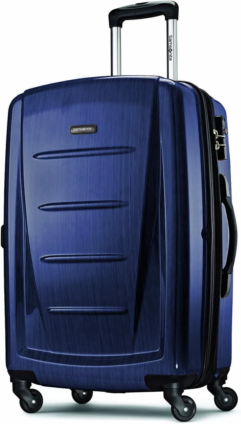 Samsonite Winfield 2 Hardside Expandable Luggage with Spinner Wheels, Navy, Checked-Large 28-Inch
