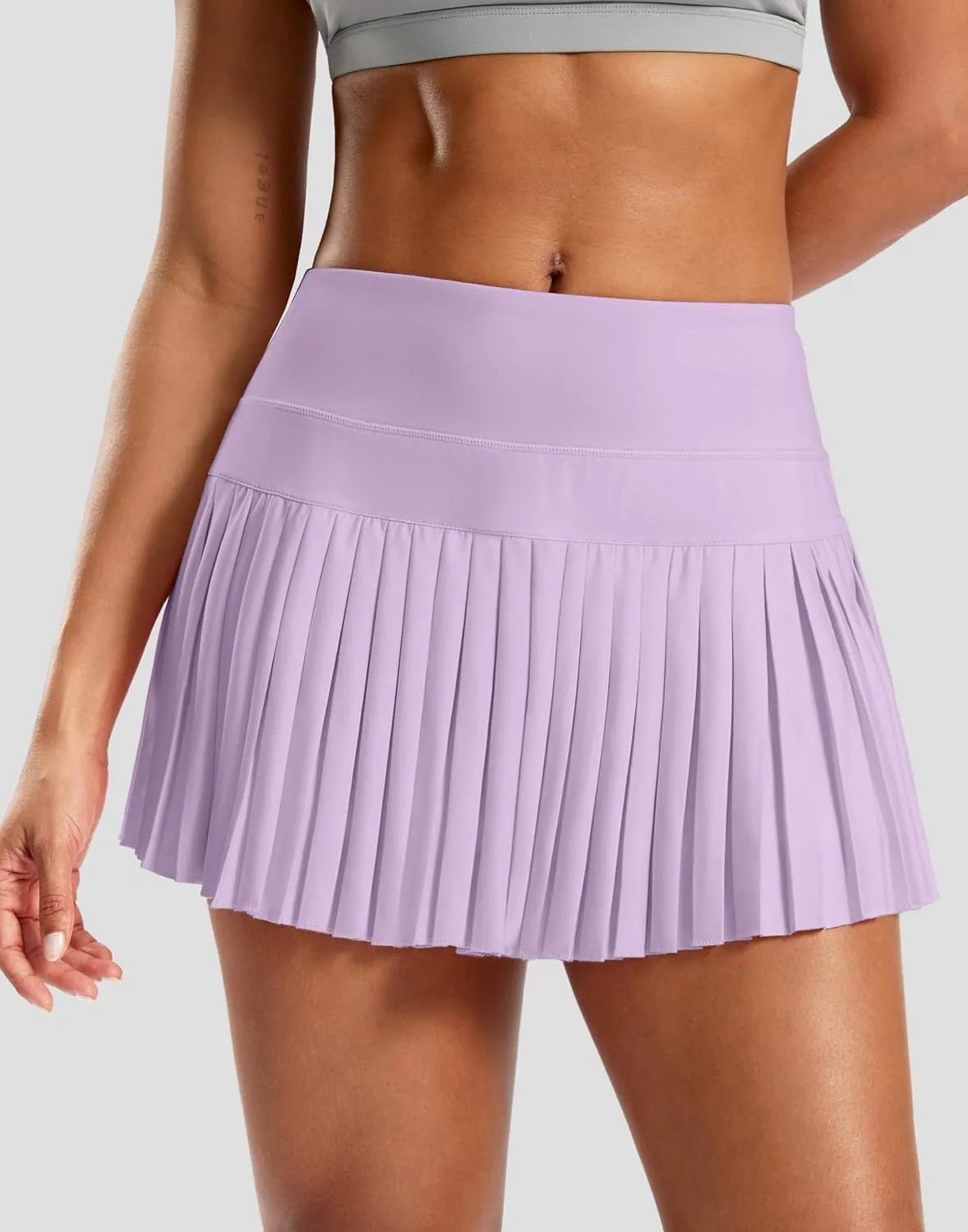 SANTINY Pleated Tennis Skirt for Women with Pockets High Waisted Athletic Golf Skorts with Shorts for Workout Pickleball