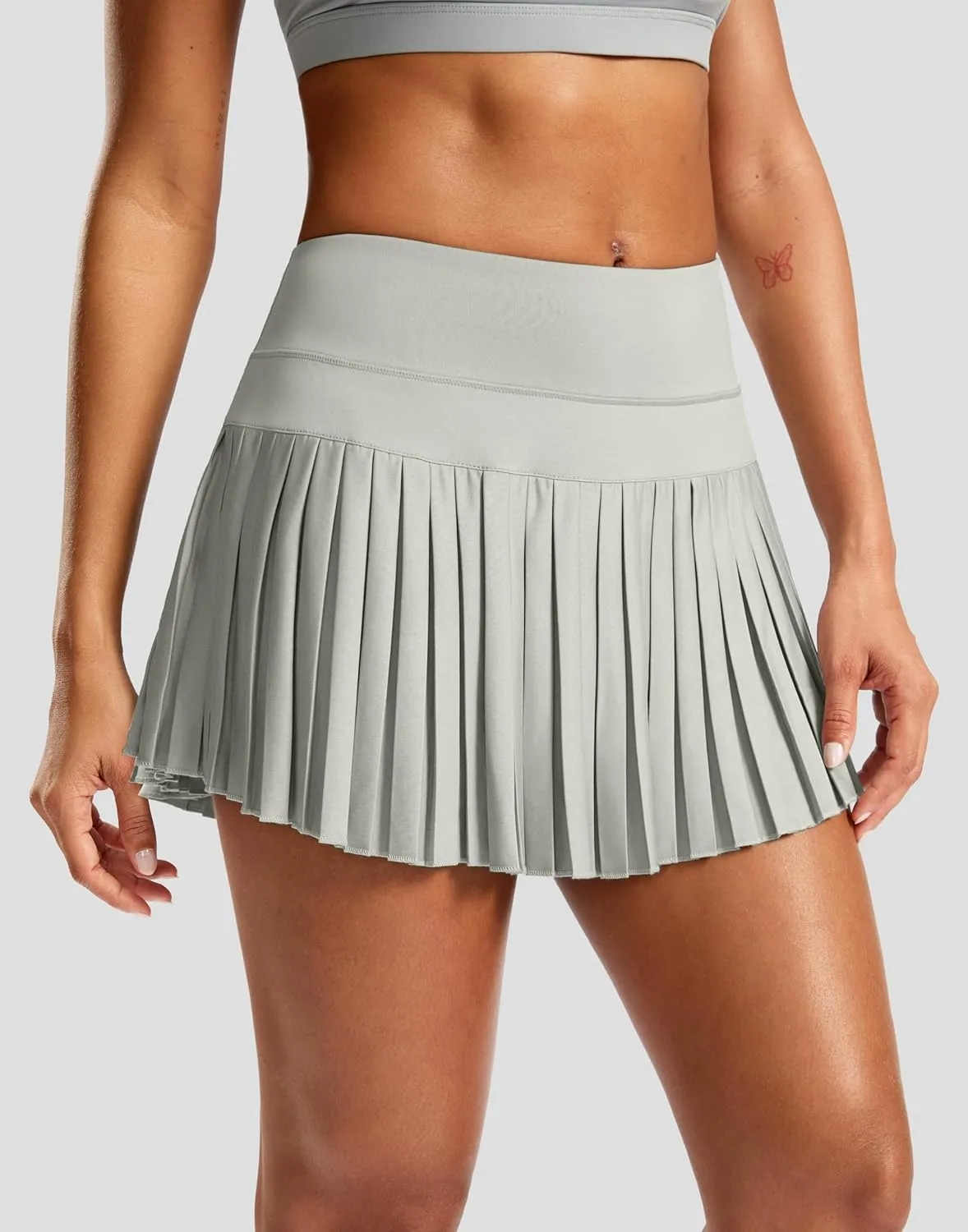 SANTINY Pleated Tennis Skirt for Women with Pockets High Waisted Athletic Golf Skorts with Shorts for Workout Pickleball