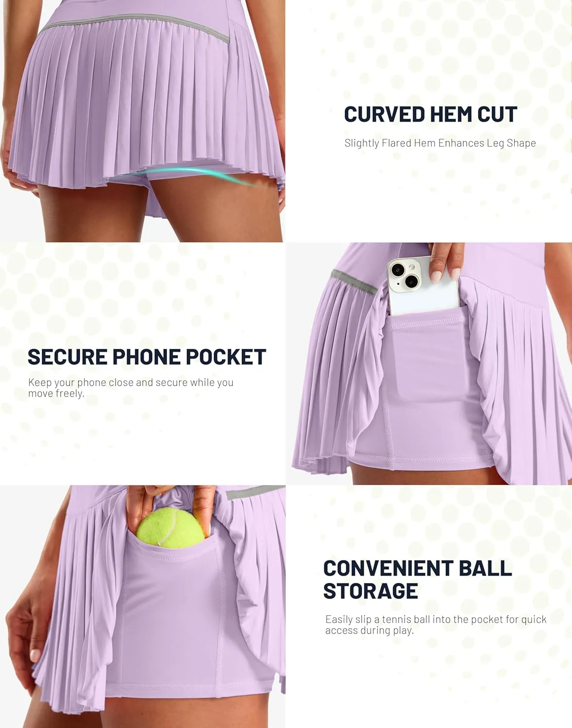 SANTINY Pleated Tennis Skirt for Women with Pockets High Waisted Athletic Golf Skorts with Shorts for Workout Pickleball