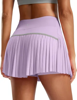 SANTINY Pleated Tennis Skirt for Women with Pockets High Waisted Athletic Golf Skorts with Shorts for Workout Pickleball