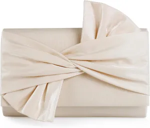 Satin Clutch purse evening bag women party wedding handbag (Black)