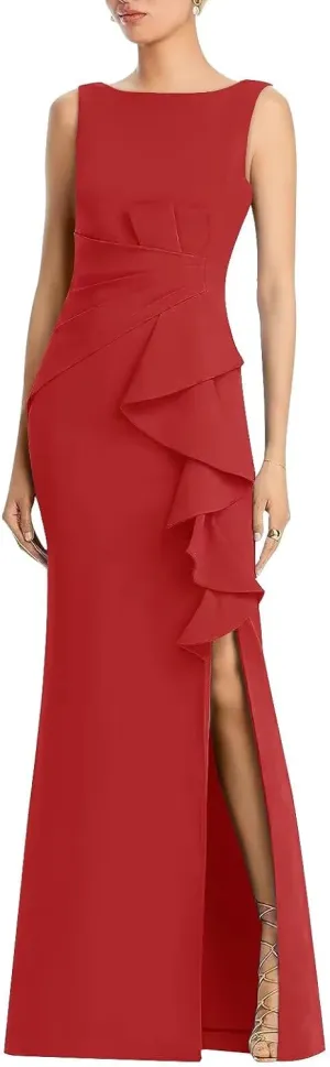 Satin Mother of Bride Dresses for Wedding Long Mermaid Formal Dresses with Slit