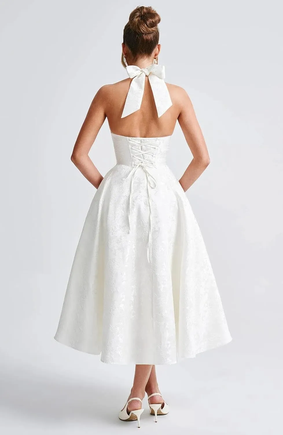 Satin Prom Dresses 2025 Jacquard A Line Tea Length Formal Party Gowns
