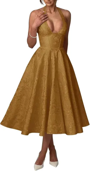 Satin Prom Dresses 2025 Jacquard A Line Tea Length Formal Party Gowns