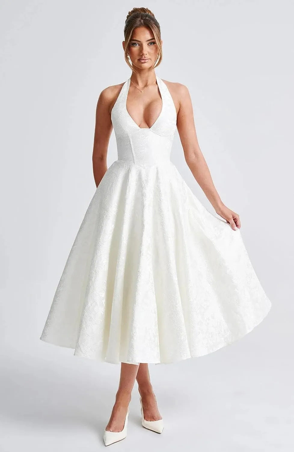 Satin Prom Dresses 2025 Jacquard A Line Tea Length Formal Party Gowns