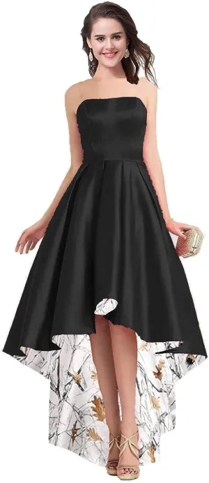 Satin with Camo Country Wedding Bridal Dresses High Low Reception Prom Dress 2025