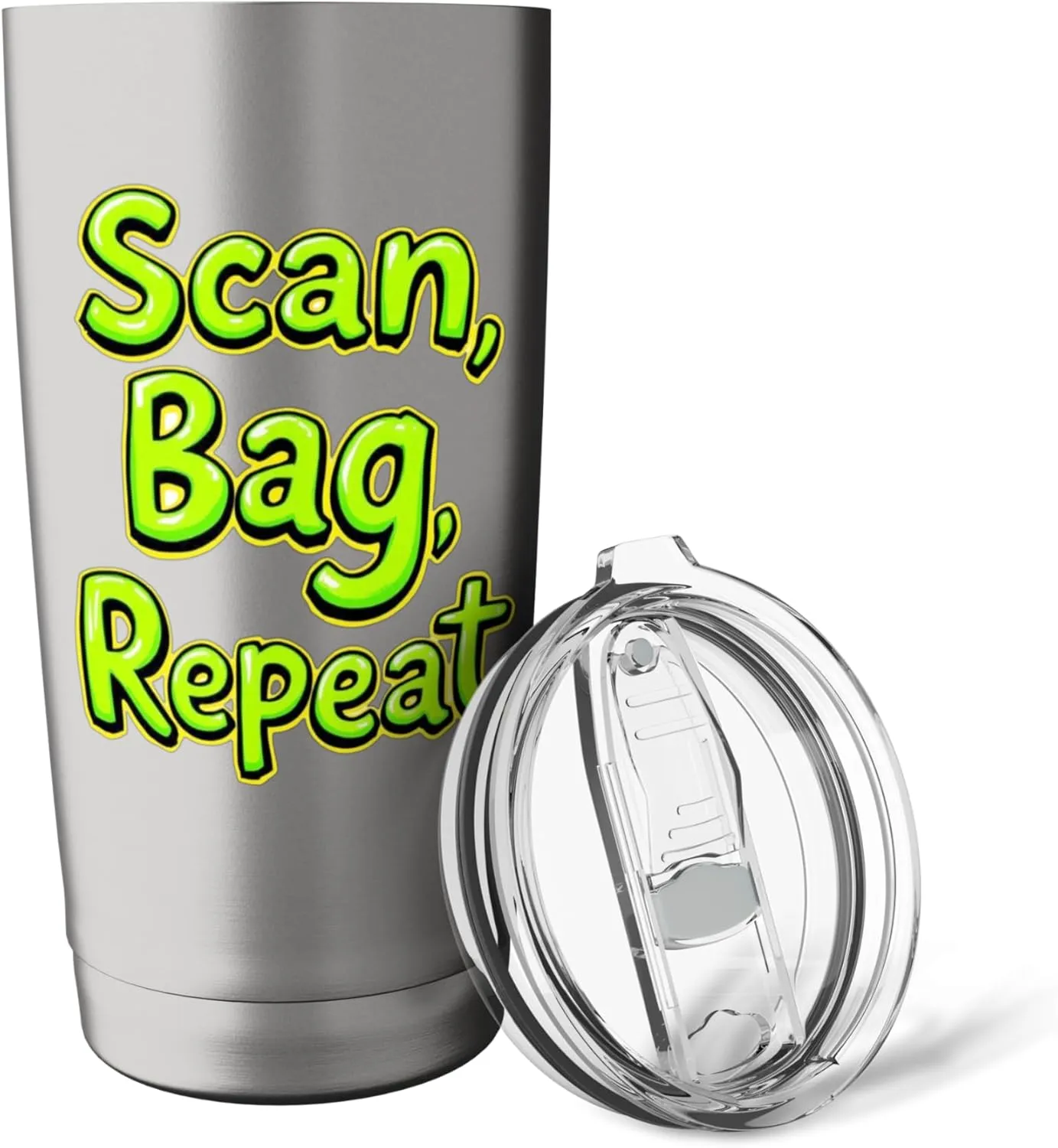 Scan Bag Repeat Funny Self-Checkout Efficiency Retail Humor Stainless Steel Insulated Tumbler