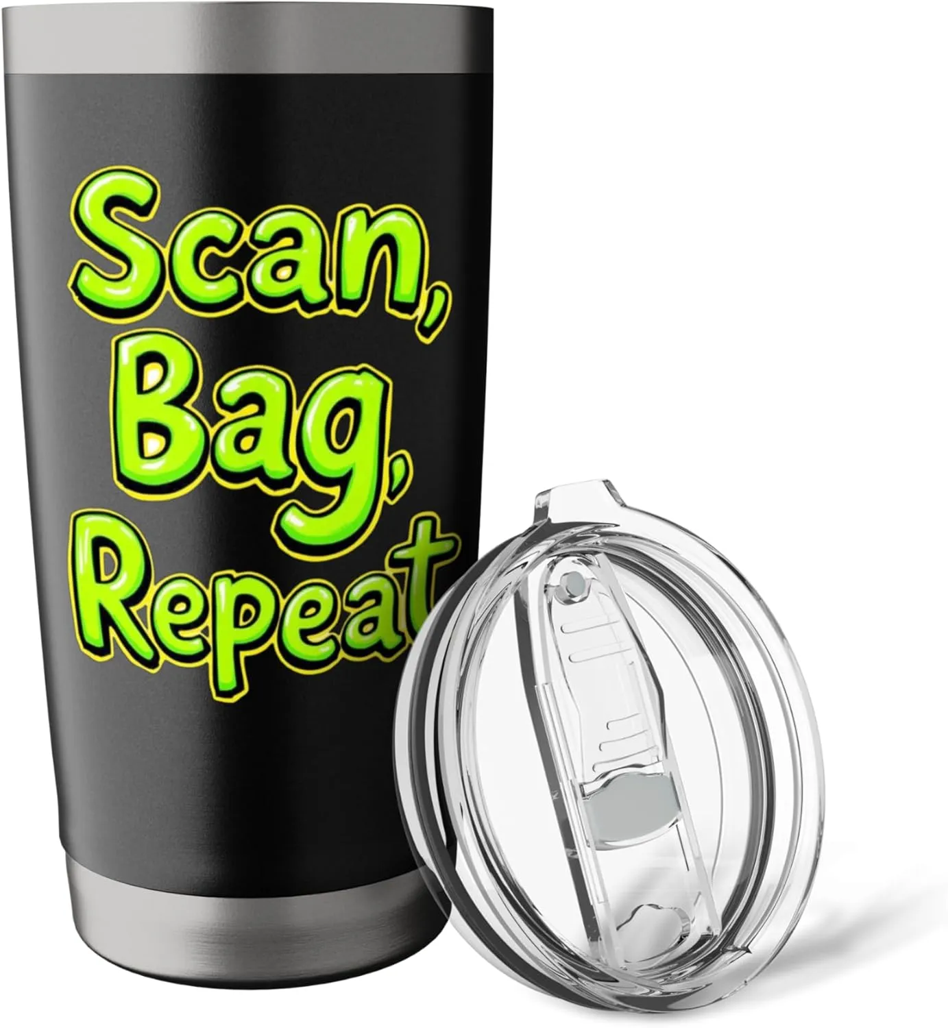 Scan Bag Repeat Funny Self-Checkout Efficiency Retail Humor Stainless Steel Insulated Tumbler