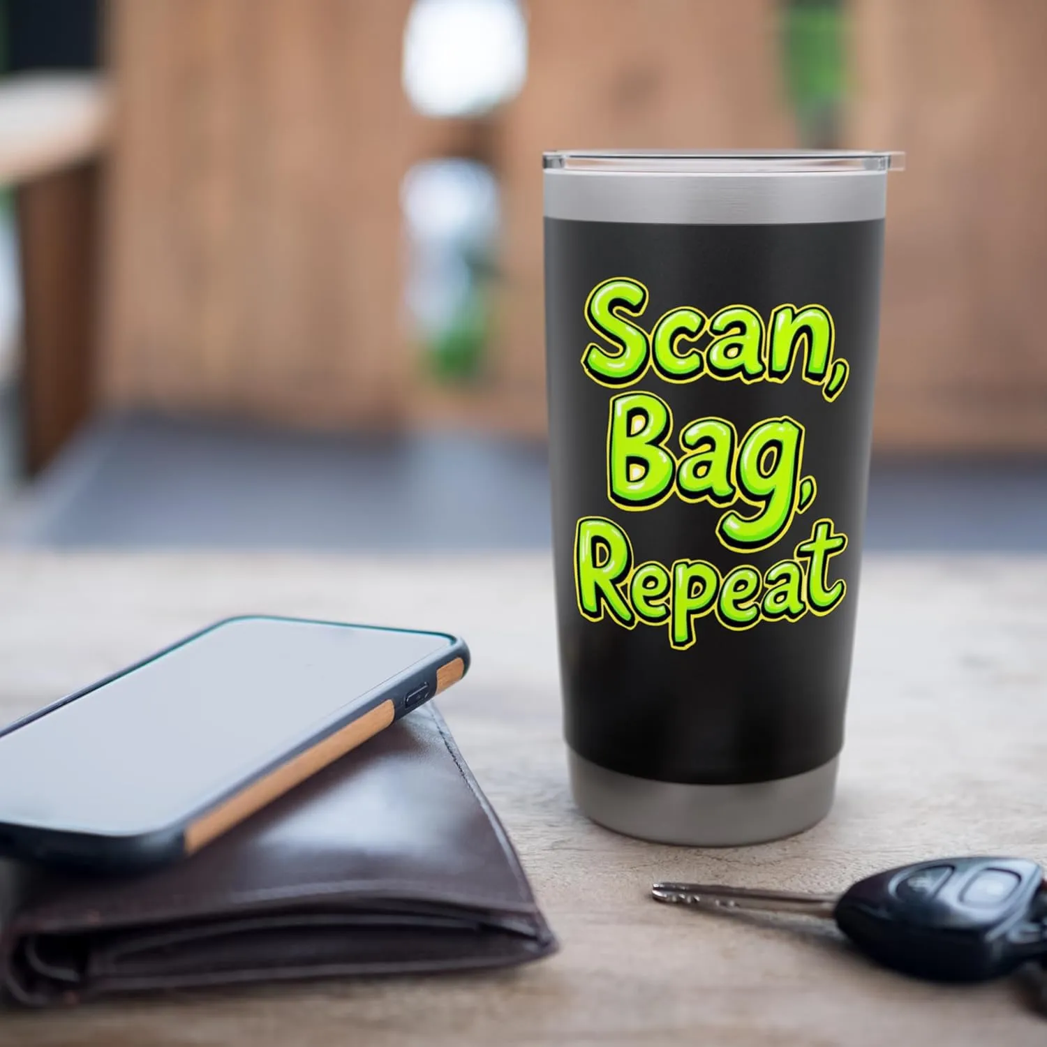 Scan Bag Repeat Funny Self-Checkout Efficiency Retail Humor Stainless Steel Insulated Tumbler
