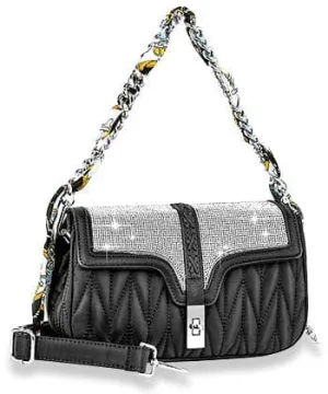 Scarf Accented Sparkling Shoulder Bag