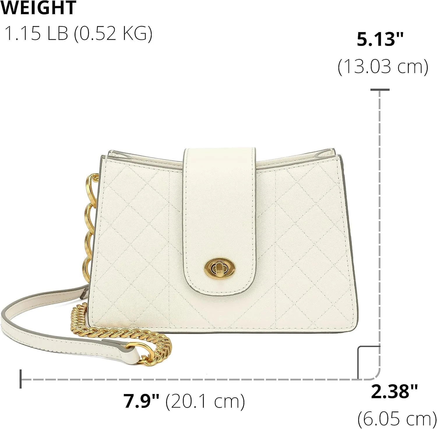 Scarleton Crossbody Bags for Women, Quilted Shoulder Bag Purse, Gold Chain Crossbody Bag Purses for Women, H2117