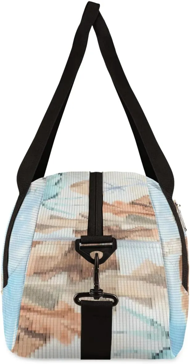Sea Turtle Algae Fish Starfish Kids Duffel Bag for Girls Boys, Sea Turtle Pixel Wind Dance Bag Overnight Small Duffel Bag Carry On Weekend Sports Gym Travel Bag for School Practice Gymnastics Ballet