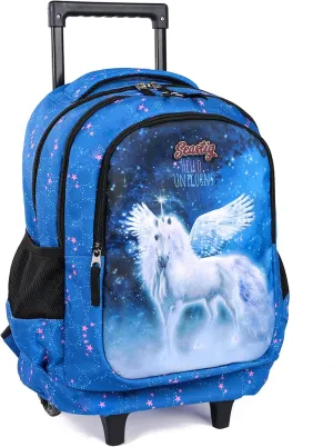 seastig Rolling Backpack for Kids Wheeled Backpack 18in Double Handle Backpack with Wheels