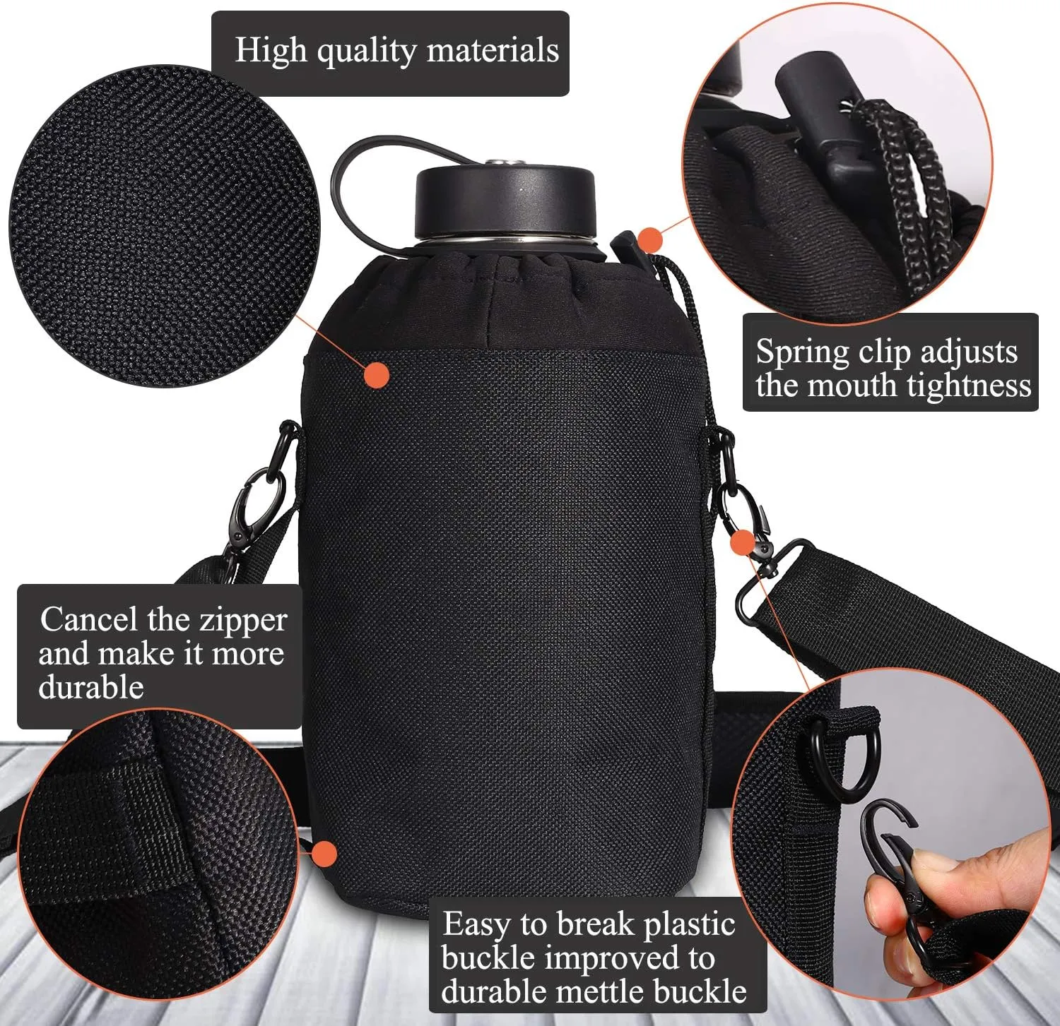 SENDESTAR 64 oz Water Bottle Double Wall Vacuum Insulated Leak Proof Stainless Steel Beer Growler  2 Lids—Wide Mouth with Flat Cap & Spout Lid Includes Water Bottle Pouch (Lilac)