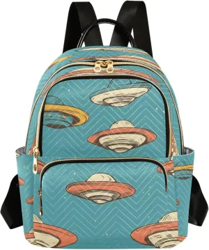 senya Alien Spacecraft Two Women Backpack Purse Travel Daypack Shoulder Bag