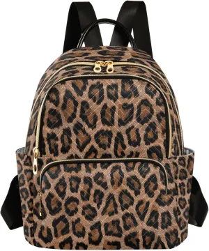 senya Black Leopard Women Backpack Purse Travel Daypack Shoulder Bag