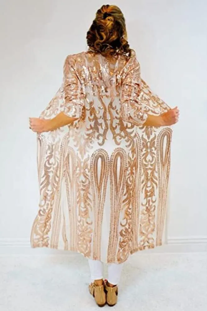 Sequin Cardigans Duster Sparkly Blazer Jackets Long for Women Evening