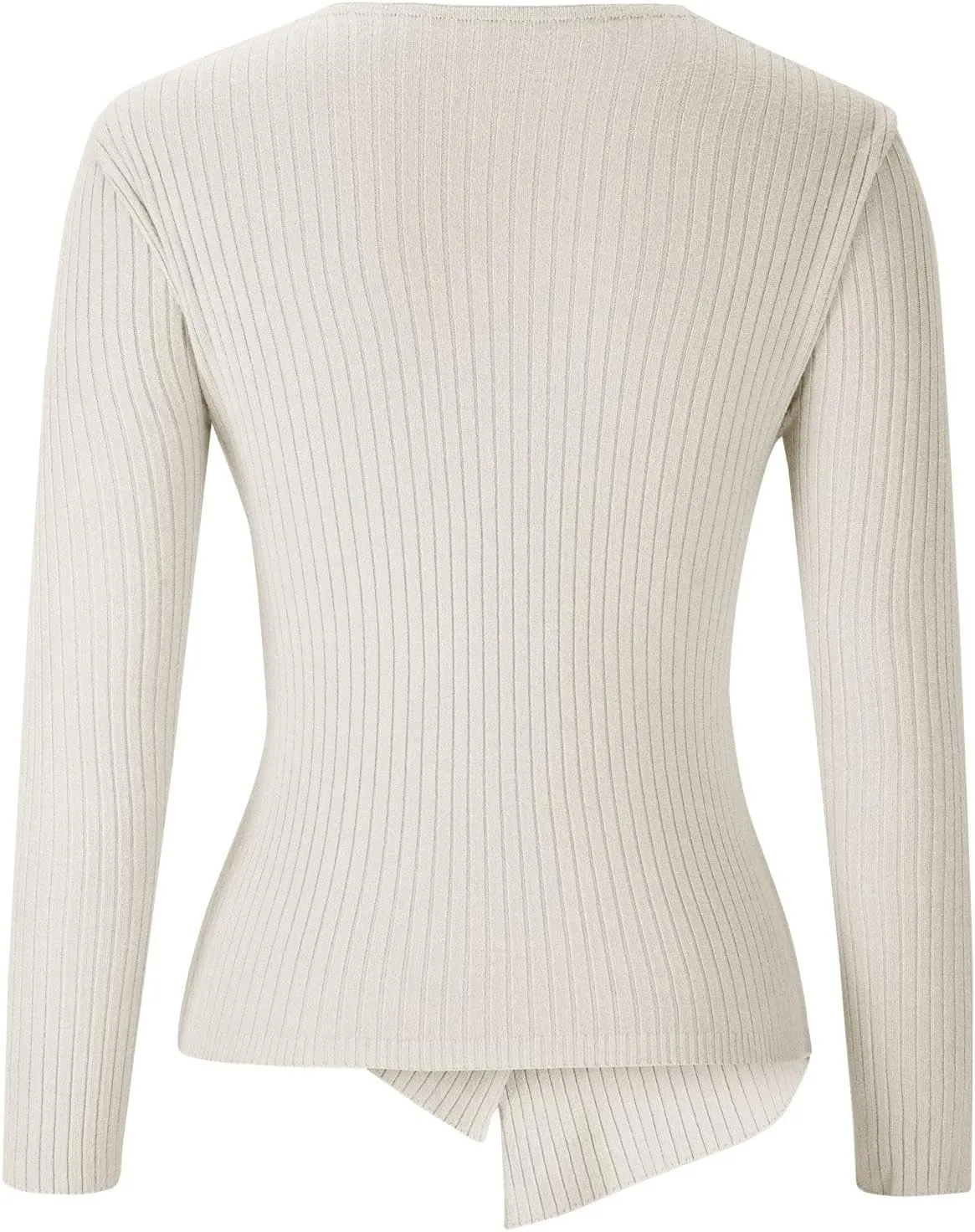Sexy Cross v Neck Sweaters for Women Business Casual Long Sleeve Ribbed Knit Wrap Slim Fit Pullover Tops